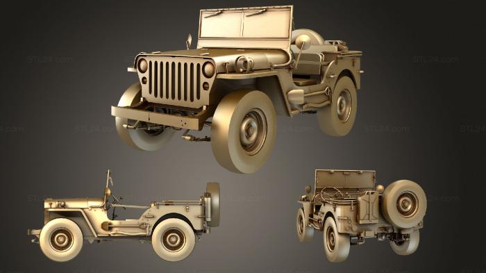 Автомобили и транспорт (Джип Виллис 1944, CARS_2072) 3D модель для ЧПУ станка